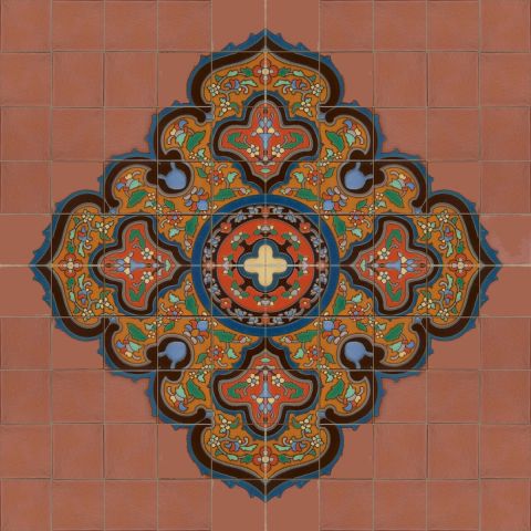 A Rug Medallion Brown Panel 54x54"