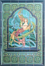 Mermaid Mural with Blue Duchess and Ogee Plaque