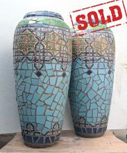 Blue Azulejo Mosaic Urns