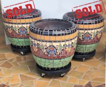Cream Trumpet Flower Mosaic Planters