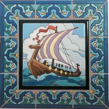 Mounted Viking Ship with Presidio Border