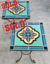 Teal Demi Loggia Square Table Pair