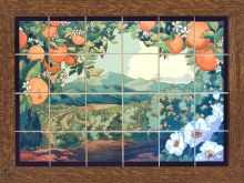 36 x 24" Orange Grove mounted in Oak Frame