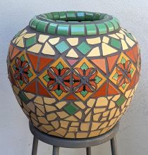 Yellow Lily Mosaic Pot