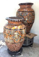 Brown Loggia Urn Pair