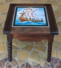 Viking Table with vintage wooden base