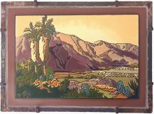 CA Valley Scene in Copper and Iron frame Plaque