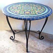 Gloss Azulejo and Lucia Round Table 35" diam x 30" high