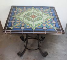 Blue and Green Cupola Square Table 33 x 33 x 29" high