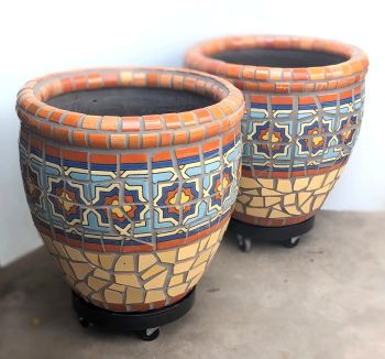 Yellow Belvedere Mosaic Planters
