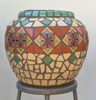 Yellow Lily Mosaic Pot