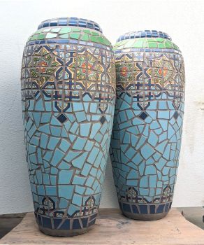 Blue Springfield Mosaic Urns