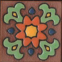 3.6x3.6” Bloom Dot deco satin-Orange TerraCotta tile