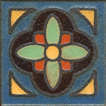 3.6x3.6” Daisy Dot deco satin-Brown tile