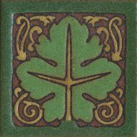 3.6x3.6” Leaf Dot deco satin-BluGreen tile