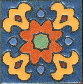 3.6 x 3.6" Bloom Dot deco satin-Orange tile