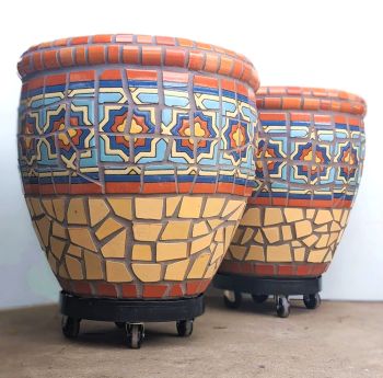 Yellow Belvedere Mosaic Planters