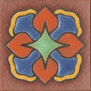 3x3” Iris Dot deco satin-TerraCotta tile