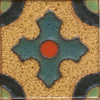 3x3” Crest Dot deco satin-Gold tile