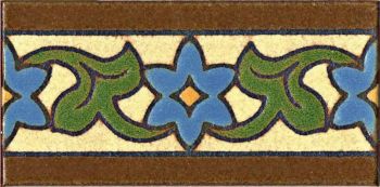 3x6” Robbia Liner deco satin-Blue tile pattern