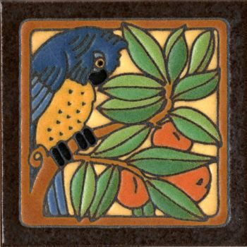 6x6” Parrot Blue left deco satin-Classic tile