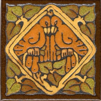 6x6" Love Birds Diamond deco satin-Gold