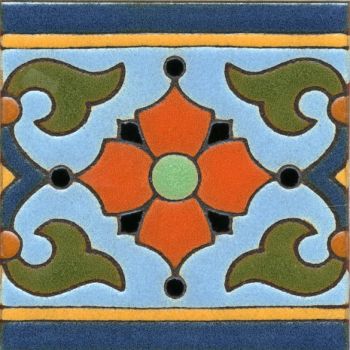 Monterey deco satin- Blue 6x6” tile pattern