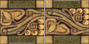 This pattern was inspired by Gothic stone carvings and glazed with an arts and c