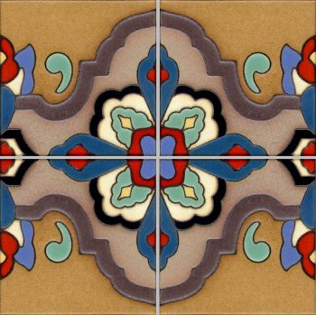 Loggia  deco satin-Taupe  (4 Tile Repeat) 12x12” tile pattern