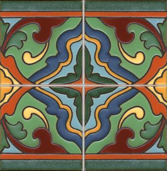 Presidio deco satin-Burgundy (4 Tile repeat) 12x12” tile pattern