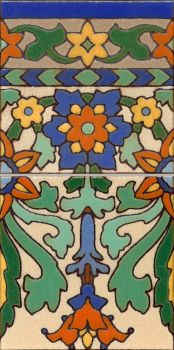 Robbia  Full deco gloss-Cream  (2 Tile Stack) 6x12" tile pattern