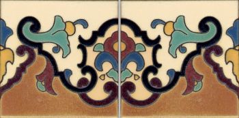 Trumpet  deco satin-Burgundy (2 Tile Repeat) 6x12” tile pattern