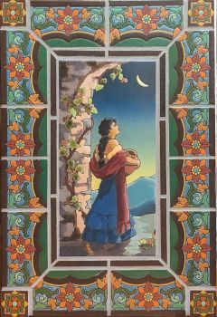 Senorita with Blue Victory Flower Plaque