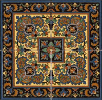 A compilation of the Malibu Potteries' tile rug patterns.
