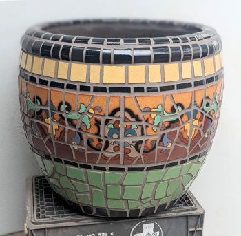 Gold Trumpet Flower Mosaic Planters