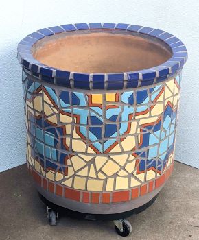 Mirasol Rising Mosaic Drum Planter
