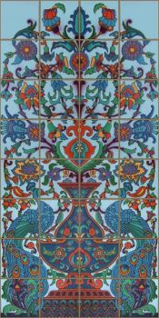 Peacock panel inspired by an historic design from Malibu Pottery (c.1926-1932)