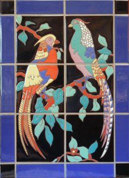 Catalina Pheasants Mural  16 x 22" tile