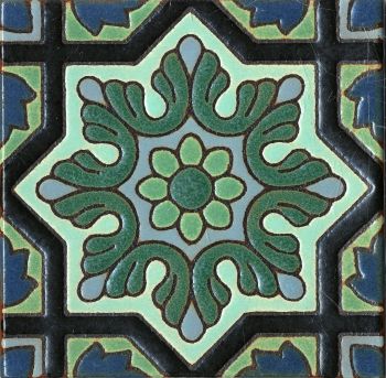 6x6” Azulejo deco satin-Teal
