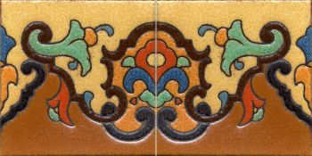 Trumpet deco combo- Rust  (2 Tile Repeat)  6x12” tile pattern