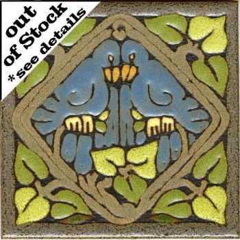 6x6" Love Birds Diamond deco satin-Blue