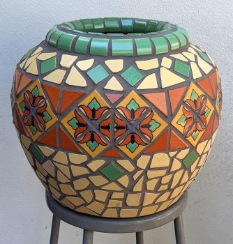 Yellow Lily Mosaic Pot