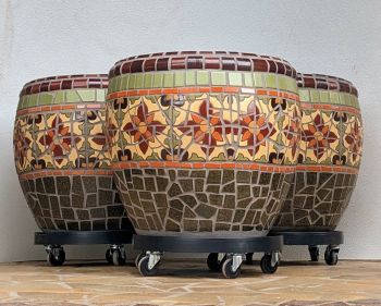 Burgundy Mayfair Mosaic Planters