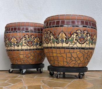 TerraCotta Trumpet Flower Mosaic Planters