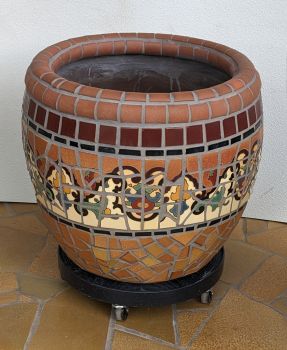 TerraCotta Trumpet Flower Mosaic Planters
