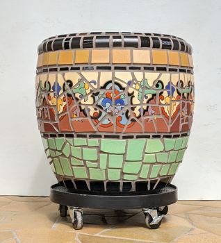 Cream Trumpet Flower Mosaic Planters