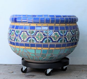 Blue Pool Border Mosaic Planters