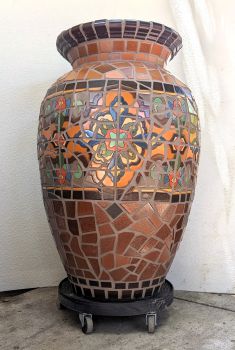 Brown Loggia Urn Pair