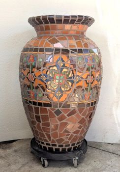 Brown Loggia Urn Pair