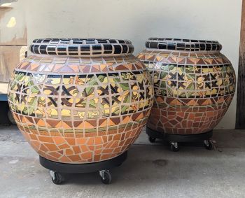 Venetian Weave Planter Pair